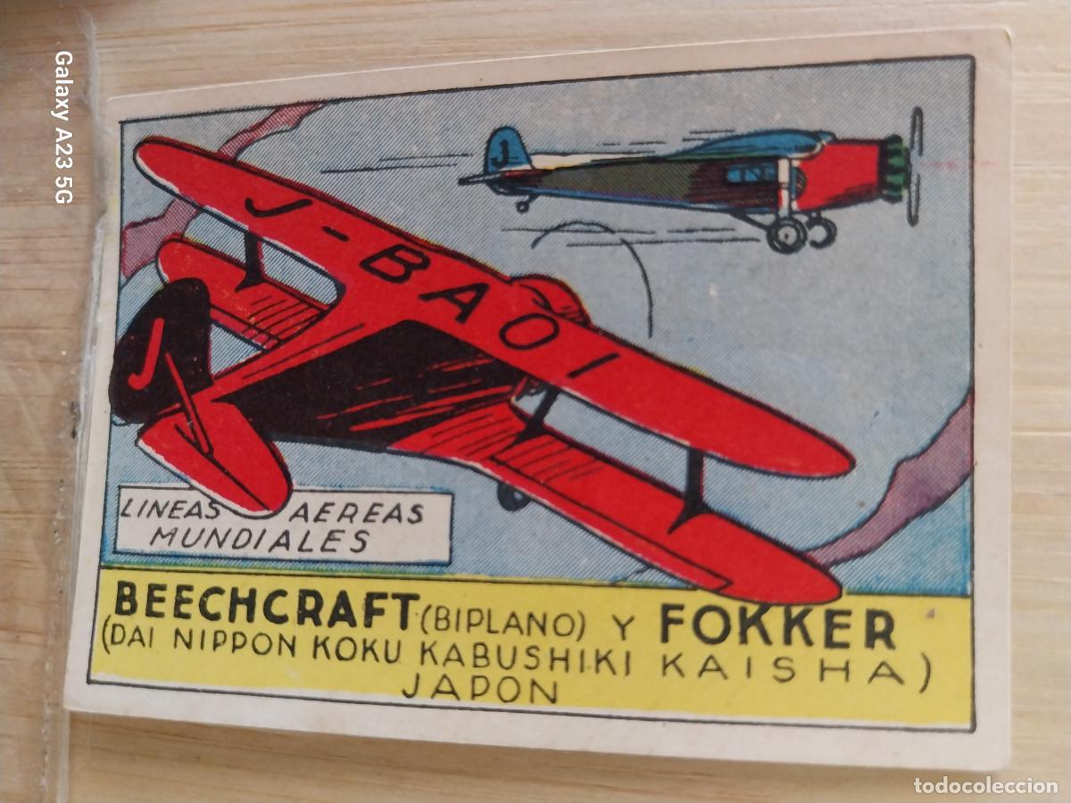 Coleccionismo cromos antiguos: LINEAS AEREAS BEECHCRAFT FOKKER JAPON A&Ntilde;OS 40 SIN PEGAR NUNCA ILUST LUIS 7X5CMS