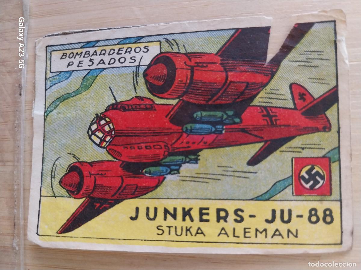 Coleccionismo cromos antiguos: BOMBARDERO STUKA ALEMAN JUNKERS JU 88 A&Ntilde;OS 40 SIN PEGAR NUNCA ILUST LUIS 7X5CMS
