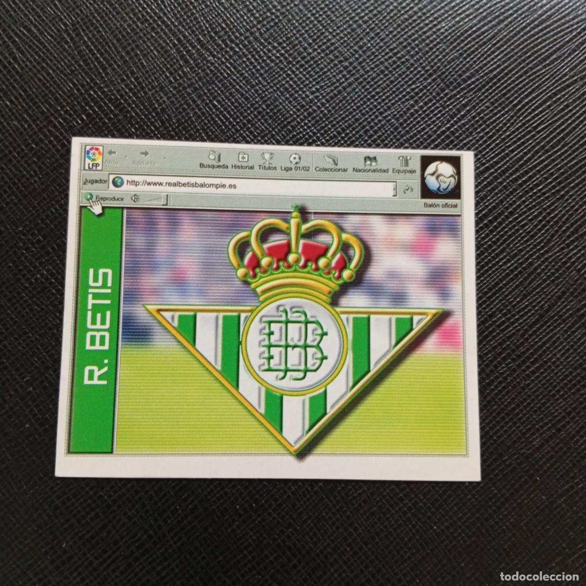 Coleccionismo cromos antiguos: ESCUDO REAL BETIS ESTE 2001 2002 CROMO FUTBOL 01 02 LIGA - SIN PEGAR - A67 PG37