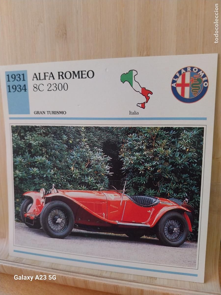 Coleccionismo cromos antiguos: ALFA ROMEO 8C 2300 FICHA AUTOMOVIL COCHES 13.8CMS LADO VINTAGE