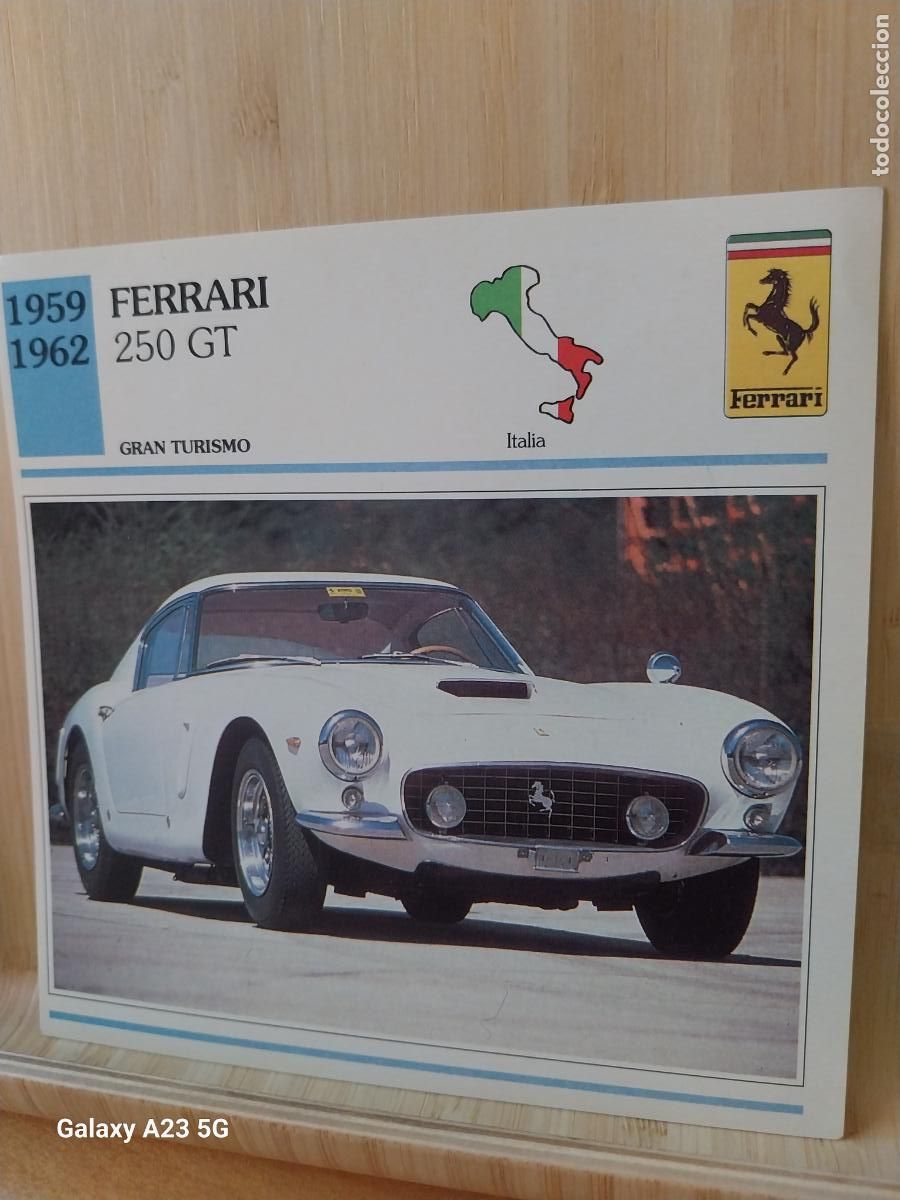 Coleccionismo cromos antiguos: FERRARI 250 GT TARJETA FICHA AUTOMOVIL COCHES 13.8CMS LADO VINTAGE