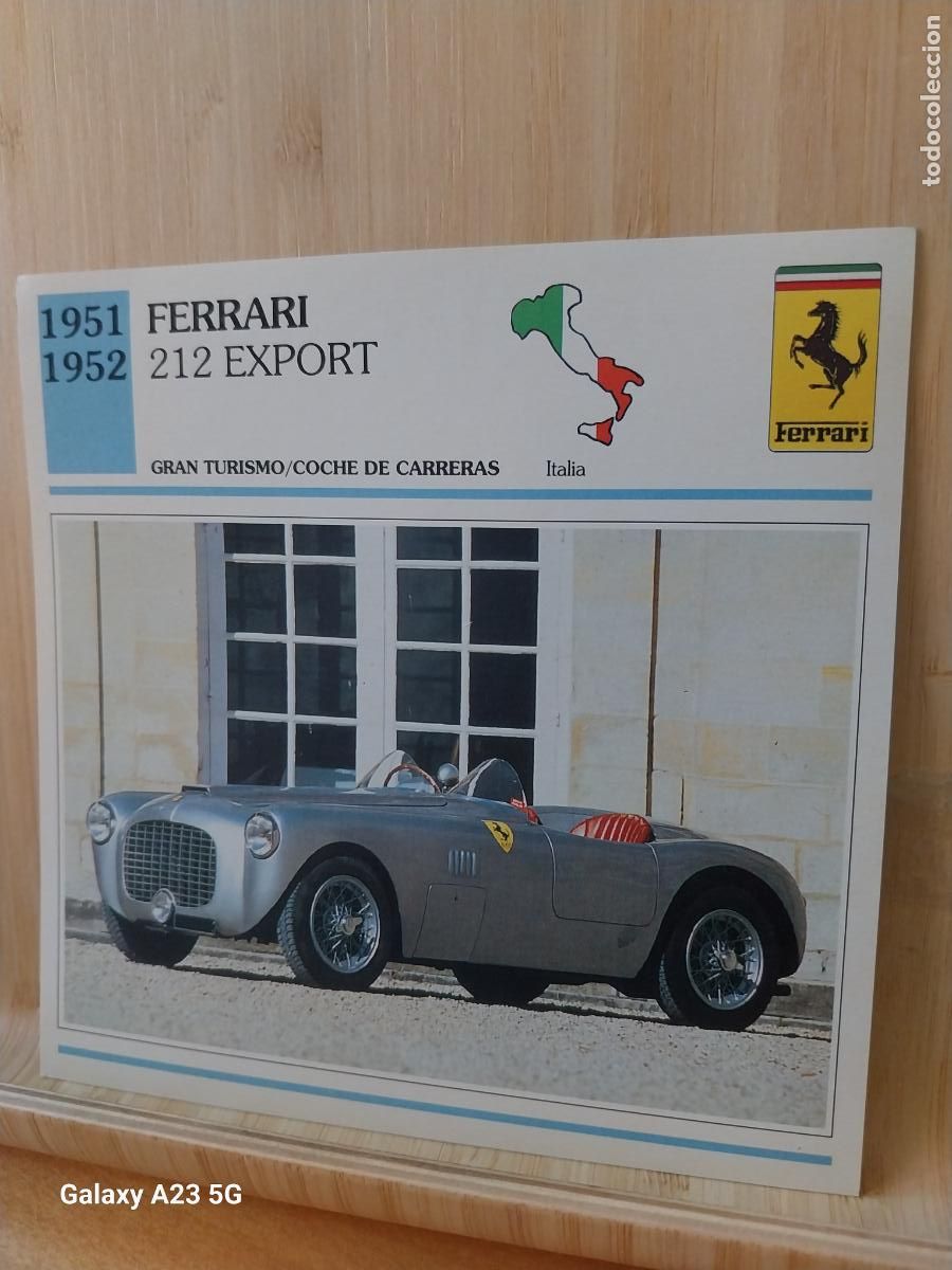 Coleccionismo cromos antiguos: FERRARI 212 EXPORT TARJETA FICHA AUTOMOVIL COCHES 13.8CMS LADO VINTAGE