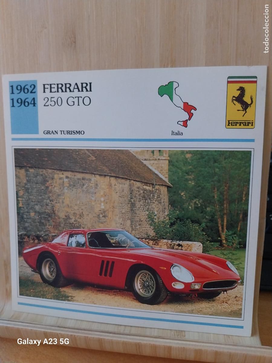 Coleccionismo cromos antiguos: FERRARI 250 GTO TARJETA FICHA AUTOMOVIL COCHES 13.8CMS LADO VINTAGE