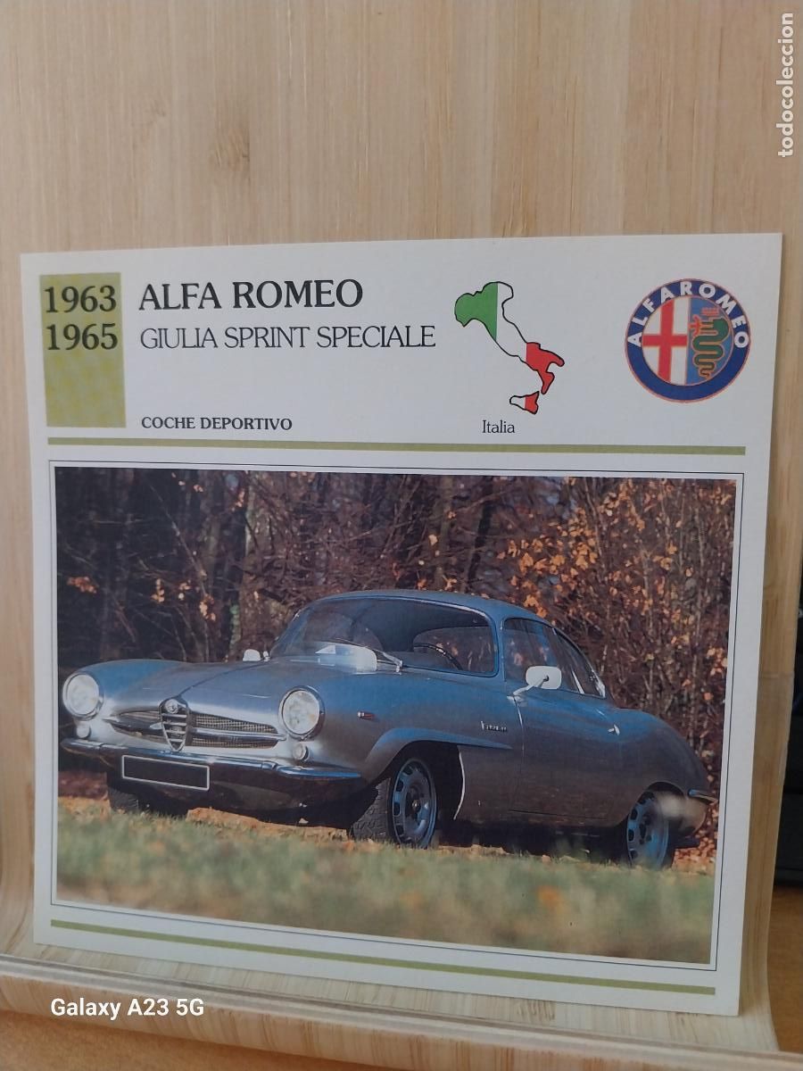Coleccionismo cromos antiguos: ALFA ROMEO GIULIA SPRINT SPECIALE TARJETA FICHA AUTOMOVIL COCHES 13.8CMS LADO VINTAGE