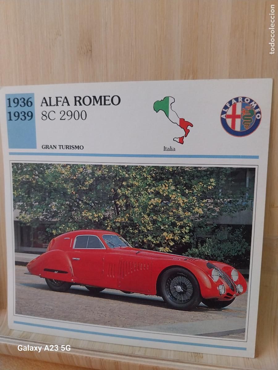 Coleccionismo cromos antiguos: ALFA ROMEO 8C 2900 TARJETA FICHA AUTOMOVIL COCHES 13.8CMS LADO VINTAGE