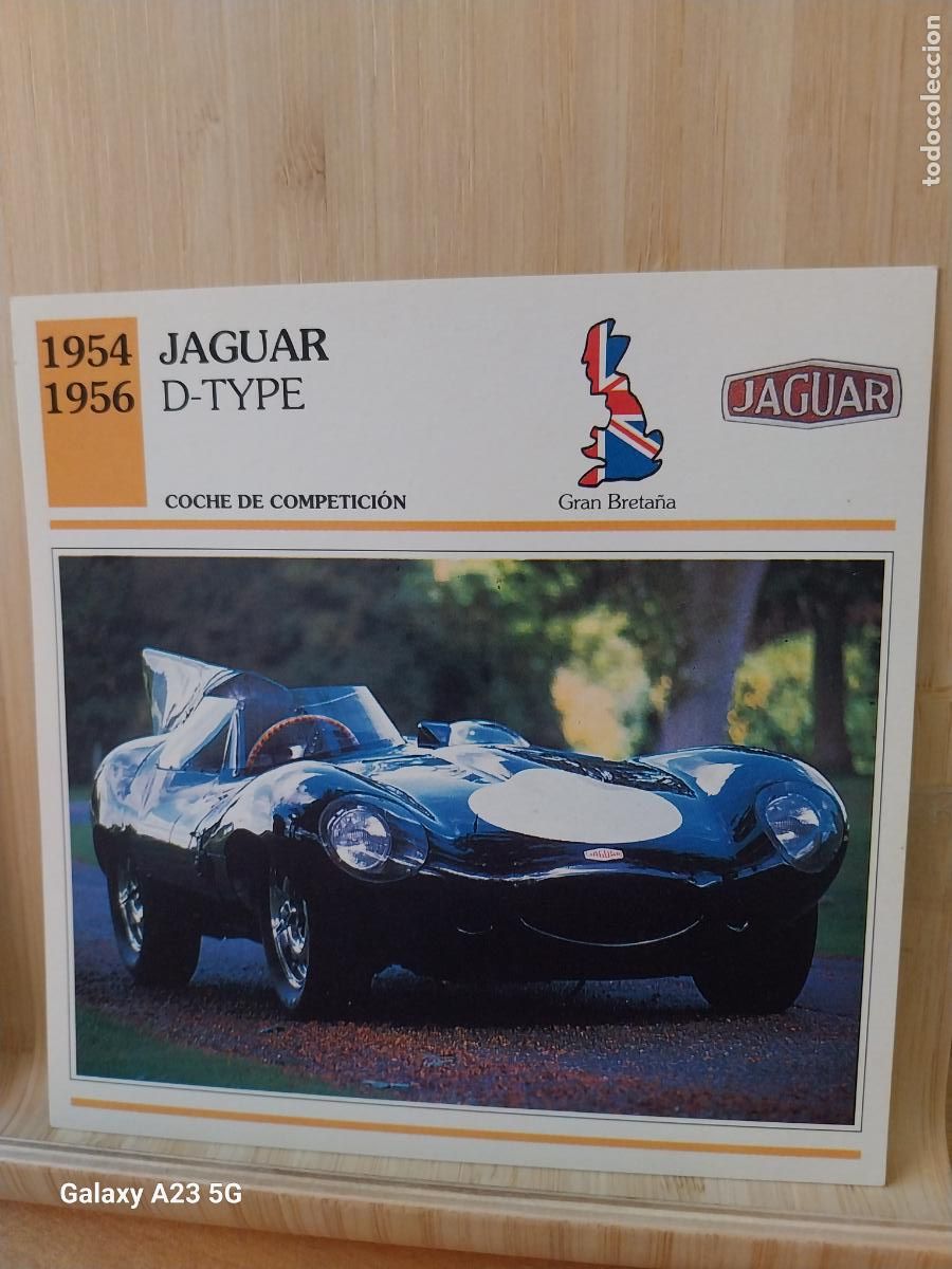 Coleccionismo cromos antiguos: JAGUAR TYPE D TARJETA FICHA AUTOMOVIL COCHES 13.8CMS LADO VINTAGE