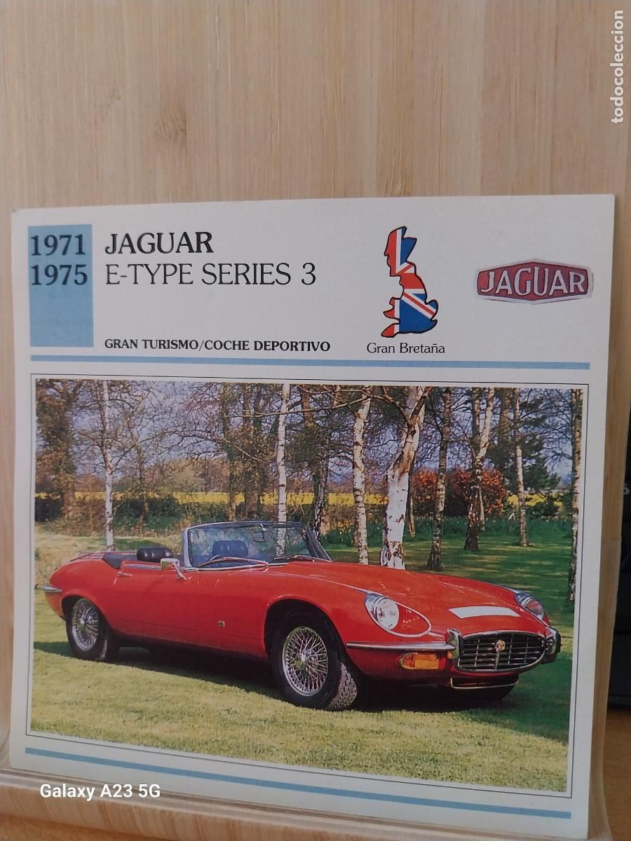 Coleccionismo cromos antiguos: JAGUAR E TYPE SERIES 3 TARJETA FICHA AUTOMOVIL COCHES 13.8CMS LADO VINTAGE
