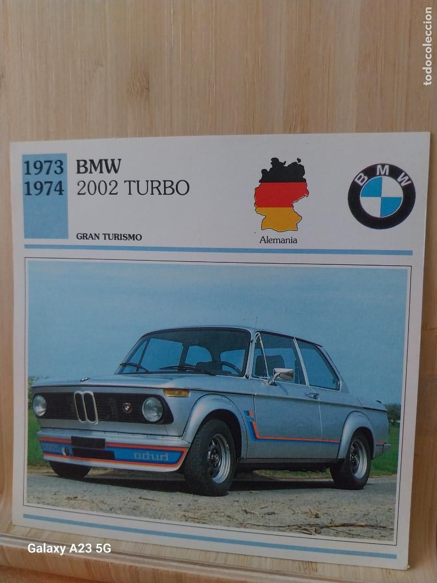 Coleccionismo cromos antiguos: BMW 2002 TURBO TARJETA FICHA AUTOMOVIL COCHES 13.8CMS LADO VINTAGE