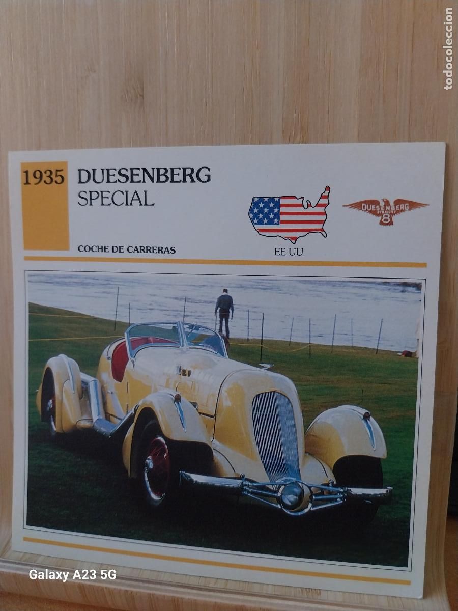 Coleccionismo cromos antiguos: DUESENBERG SPECIAL TARJETA FICHA AUTOMOVIL COCHES 13.8CMS LADO VINTAGE