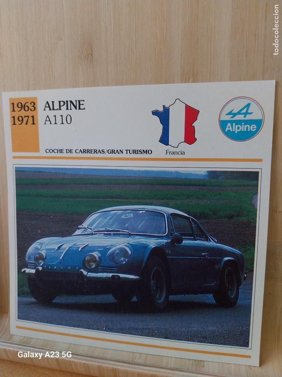 Coleccionismo cromos antiguos: ALPINE A110 TARJETA FICHA AUTOMOVIL COCHES 13.8CMS LADO VINTAGE