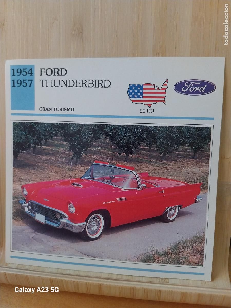Coleccionismo cromos antiguos: FORD THUNDERBIRD TARJETA FICHA AUTOMOVIL COCHES 13.8CMS LADO VINTAGE