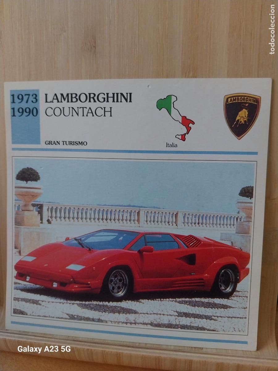 Coleccionismo cromos antiguos: LAMBOOGHINI COUNTACH ITALIA TARJETA FICHA AUTOMOVIL COCHES 13.8CMS LADO VINTAGE