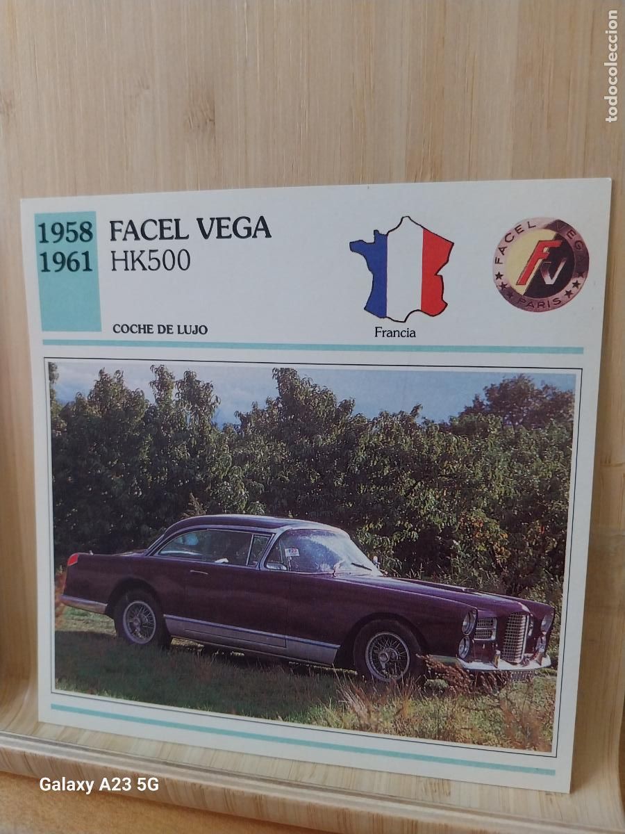 Coleccionismo cromos antiguos: FACEL VEGA HK 500 TARJETA FICHA AUTOMOVIL COCHES 13.8CMS LADO VINTAGE