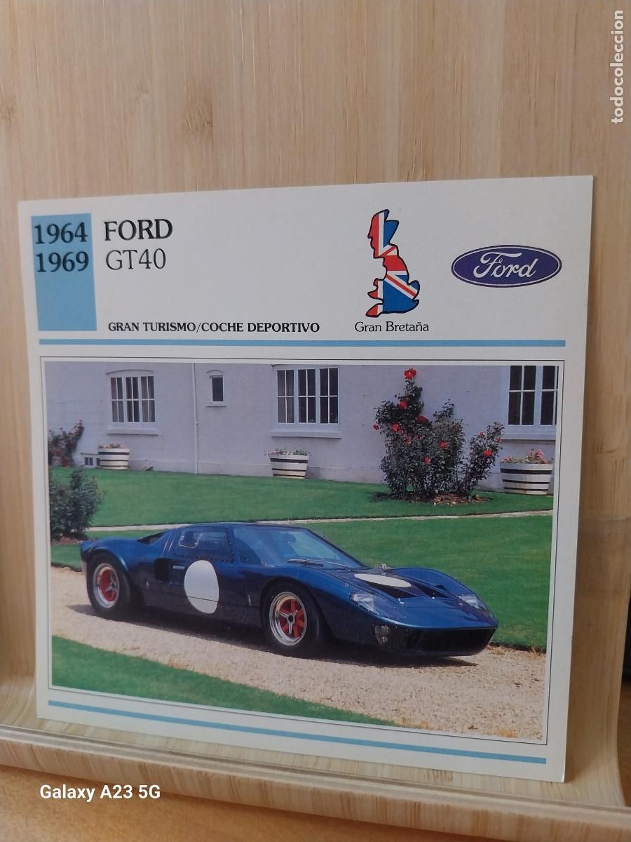 Coleccionismo cromos antiguos: FORD Gt40 USA TARJETA FICHA AUTOMOVIL COCHES 13.8CMS LADO VINTAGE