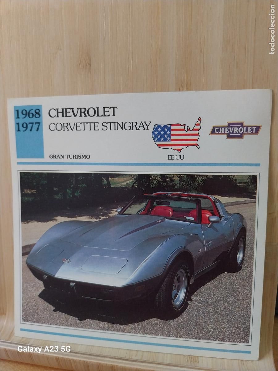 Coleccionismo cromos antiguos: CHEVROLET CORVETTE USA TARJETA FICHA AUTOMOVIL COCHES 13.8CMS LADO VINTAGE