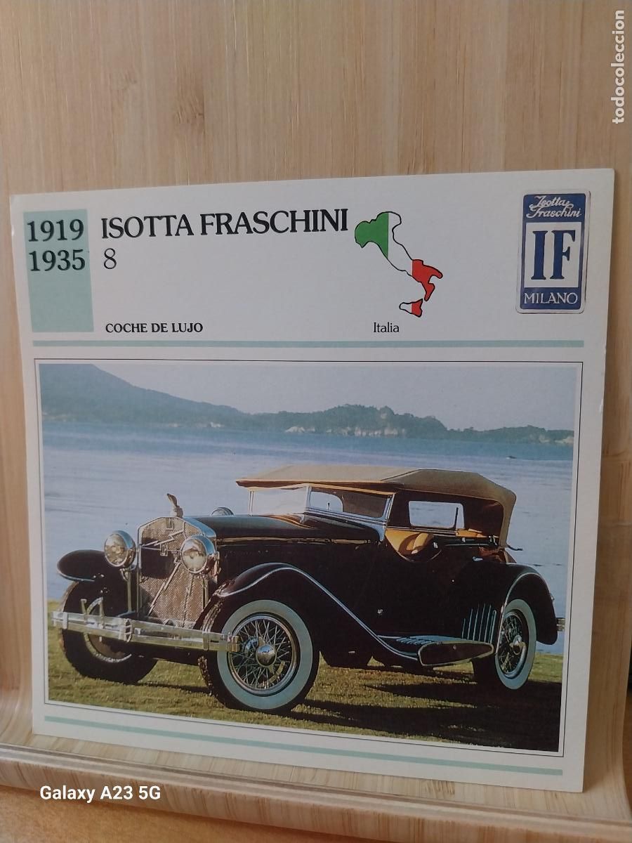 Coleccionismo cromos antiguos: ISOTTA FRASCHINI 8 ITALIA TARJETA FICHA AUTOMOVIL COCHES 13.8CMS LADO VINTAGE