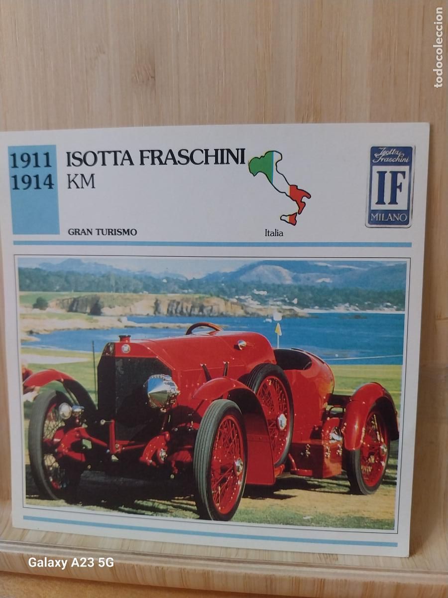 Coleccionismo cromos antiguos: ISOTTA FRASCHINI KM ITALIA TARJETA FICHA AUTOMOVIL COCHES 13.8CMS LADO VINTAGE