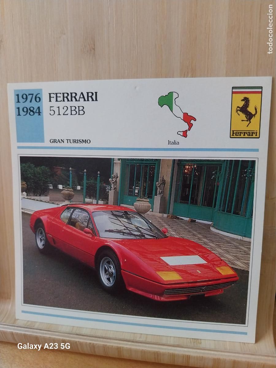 Coleccionismo cromos antiguos: FERRARI 512 BB ITALIA TARJETA FICHA AUTOMOVIL COCHES 13.8CMS LADO VINTAGE