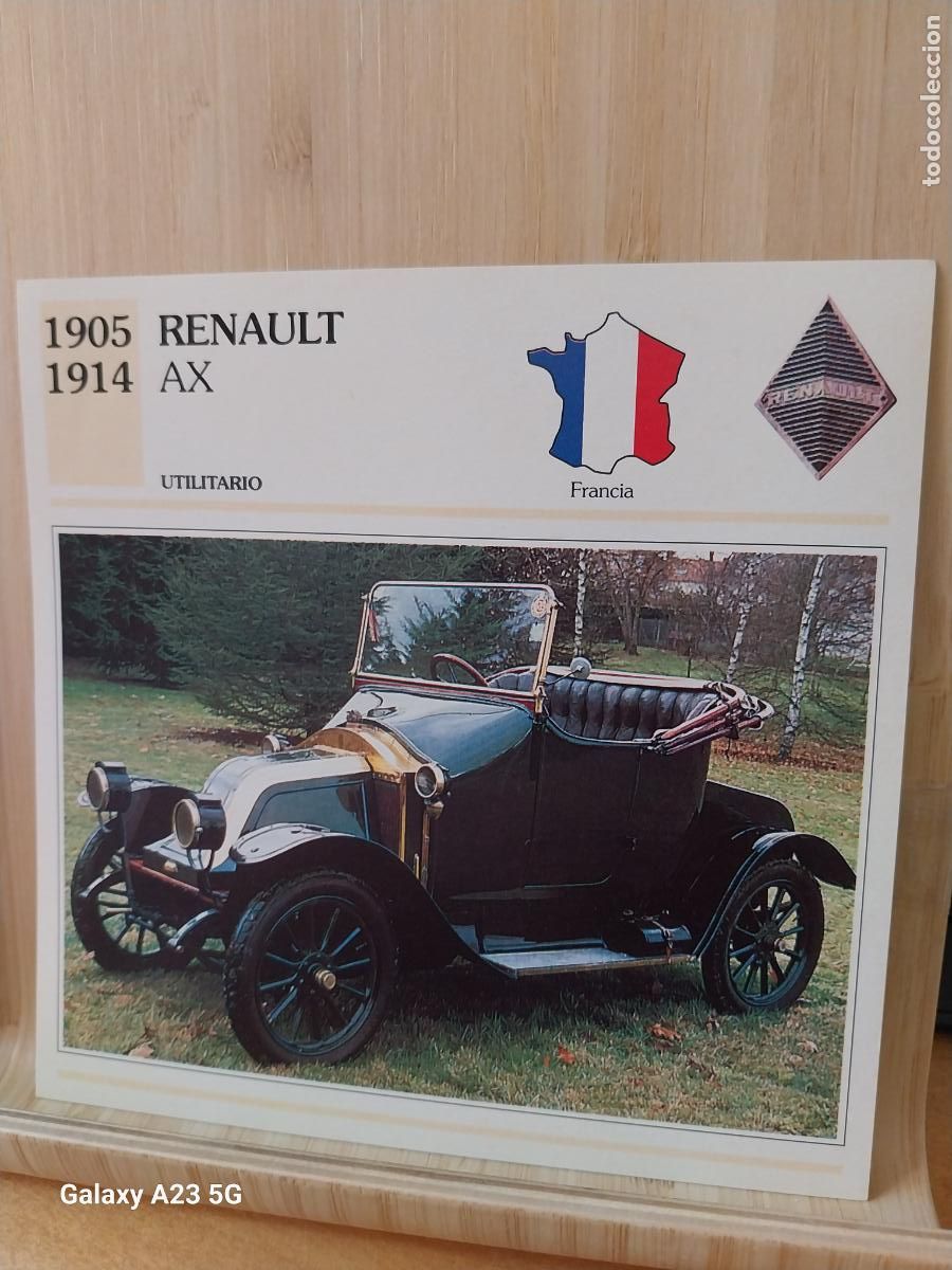 Coleccionismo cromos antiguos: RENAULT AX FRANCIA TARJETA FICHA AUTOMOVIL COCHES 13.8CMS LADO VINTAGE