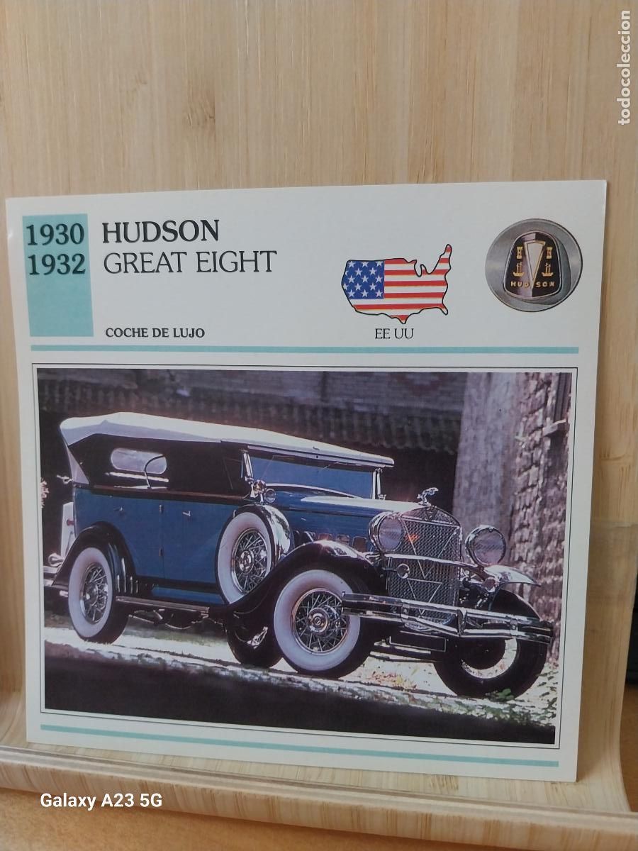 Coleccionismo cromos antiguos: HUDSON GREAT EIGHT USA TARJETA FICHA AUTOMOVIL COCHES 13.8CMS LADO VINTAGE