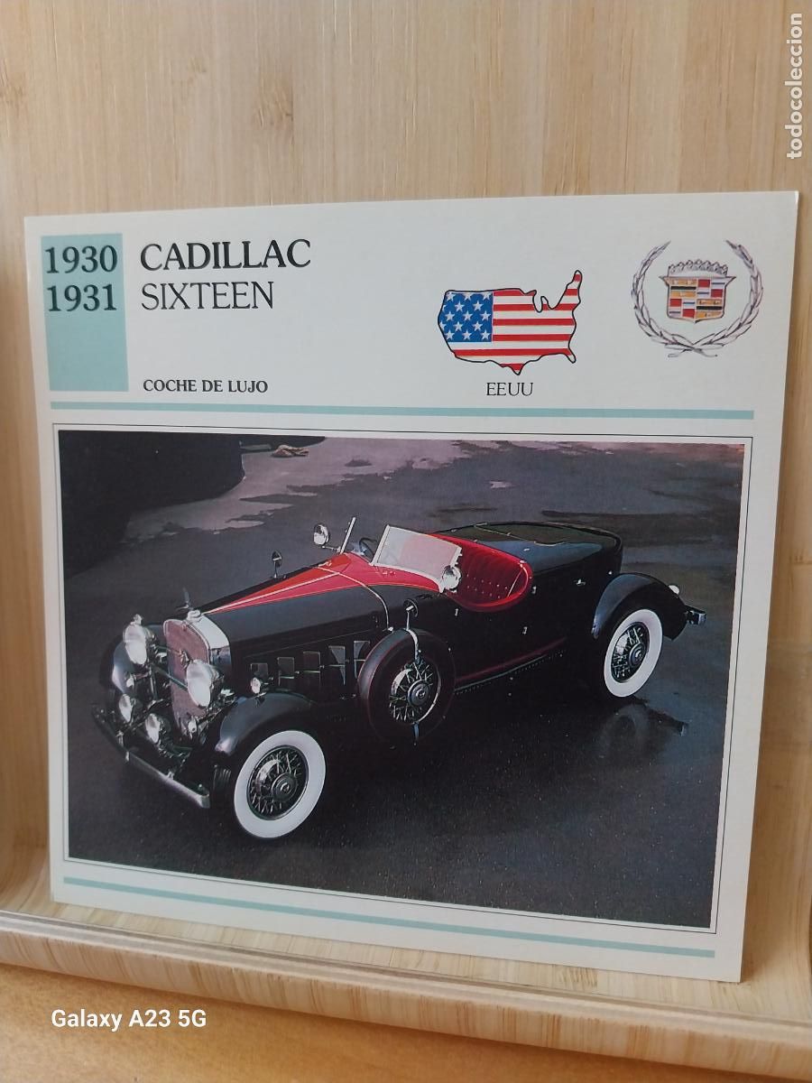 Coleccionismo cromos antiguos: CADILLAC SIXTEEN USA TARJETA FICHA AUTOMOVIL COCHES 13.8CMS LADO VINTAGE