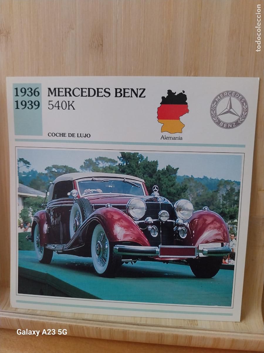 Coleccionismo cromos antiguos: MERCEDES BENZ 540K ALEMANIA TARJETA FICHA AUTOMOVIL COCHES 13.8CMS LADO VINTAGE
