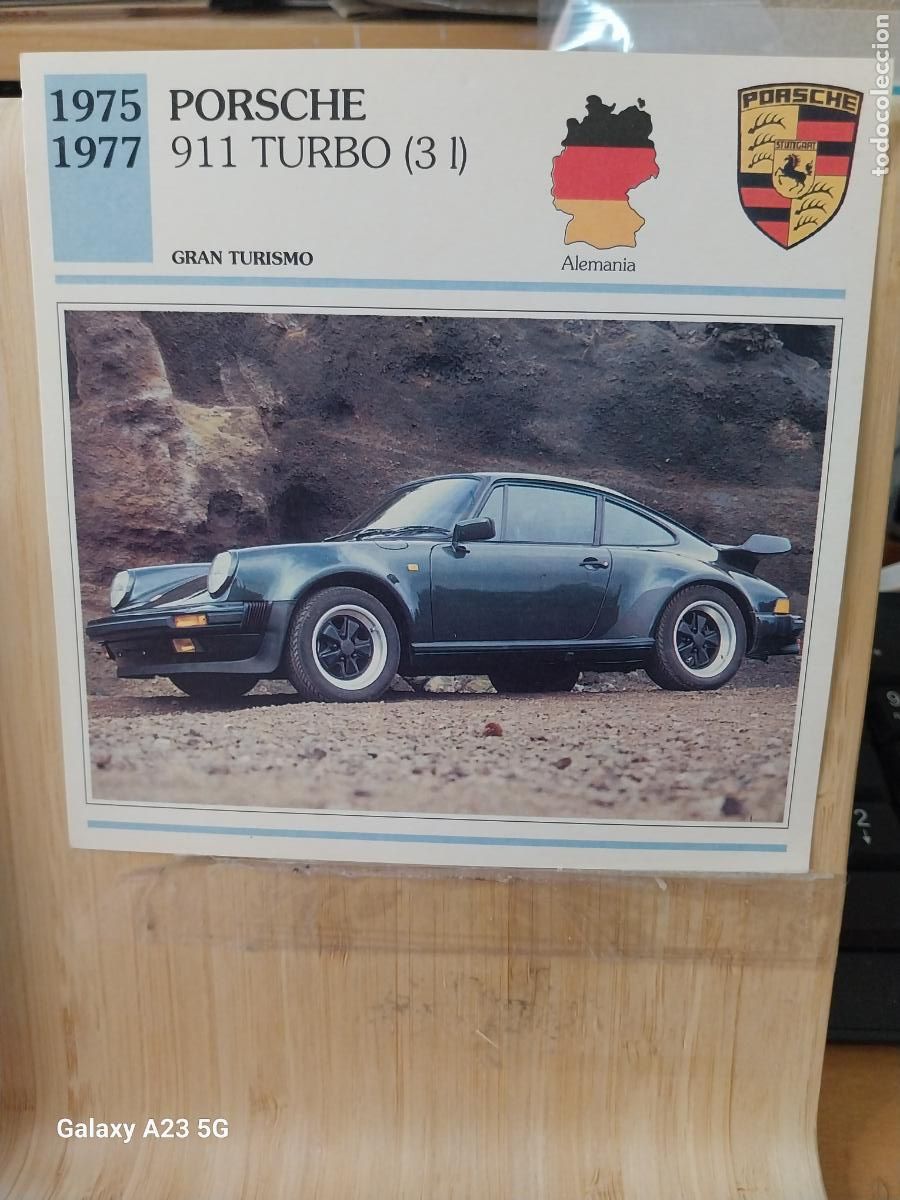 Coleccionismo cromos antiguos: PORSCHE 911 turbo ALEMANIA TARJETA FICHA AUTOMOVIL COCHES 13.8CMS LADO VINTAGE
