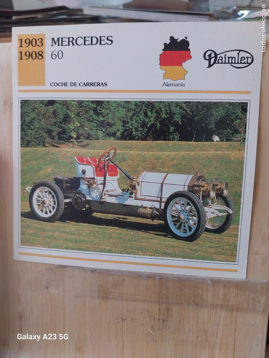 Coleccionismo cromos antiguos: MERCEDES 60 ALEMANIA TARJETA FICHA AUTOMOVIL COCHES 13.8CMS LADO VINTAGE