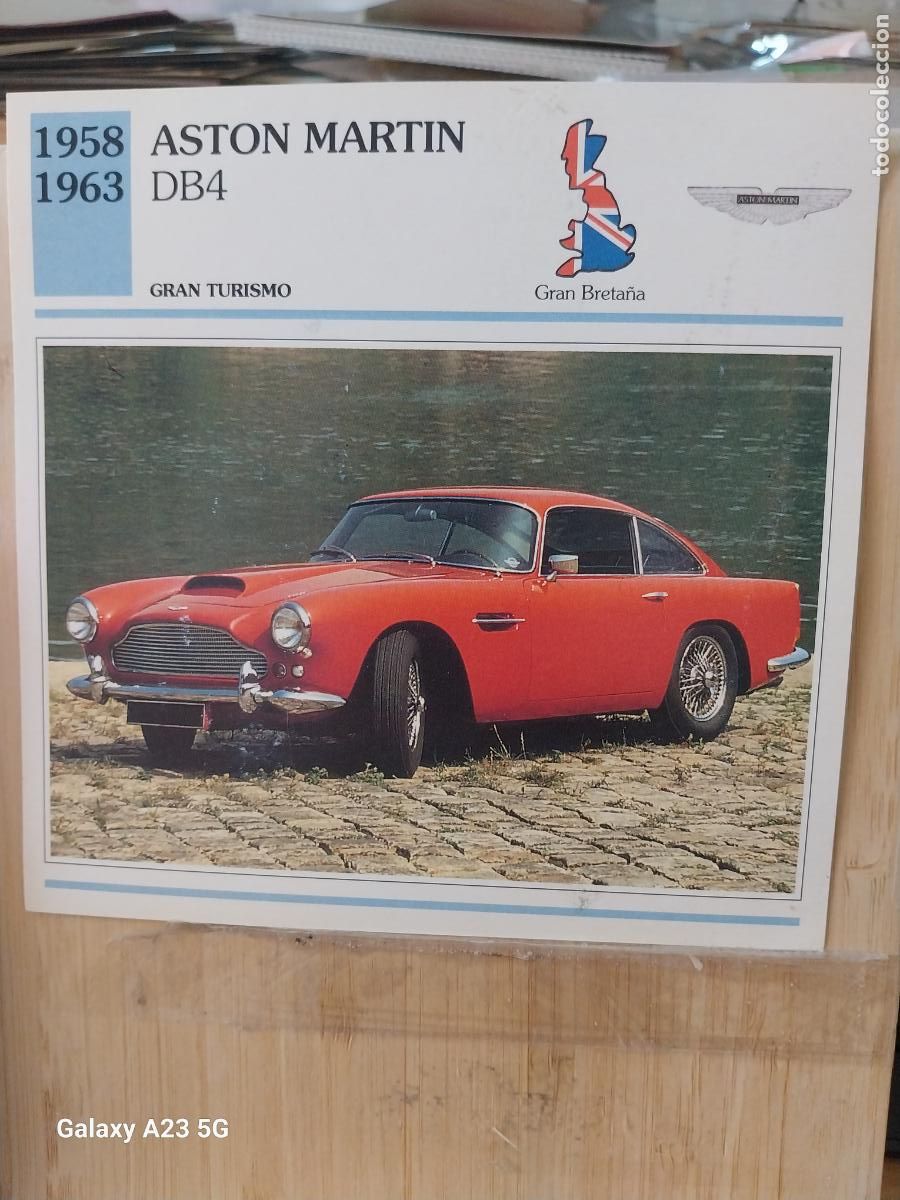 Coleccionismo cromos antiguos: ASTON MARTIN Db 4 GREAT BRITAIN TARJETA FICHA AUTOMOVIL COCHES 13.8CMS LADO VINTAGE