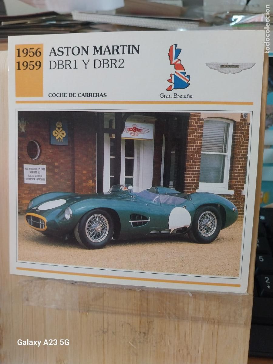 Coleccionismo cromos antiguos: ASTON MARTIN DbR 1 DBR 2 GREAT BRITAIN TARJETA FICHA AUTOMOVIL COCHES 13.8CMS LADO VINTAGE