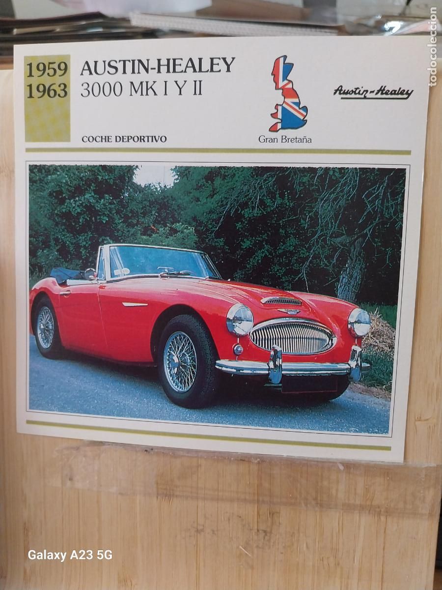 Coleccionismo cromos antiguos: AUSTIN HEALEY GREAT BRITAIN TARJETA FICHA AUTOMOVIL COCHES 13.8CMS LADO VINTAGE