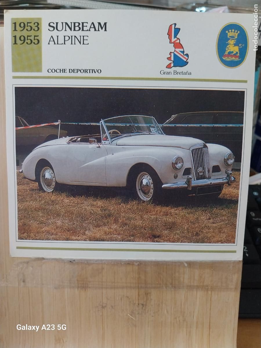 Coleccionismo cromos antiguos: SUNBEAM ALPINE TARJETA FICHA AUTOMOVIL COCHES 13.8CMS LADO VINTAGE