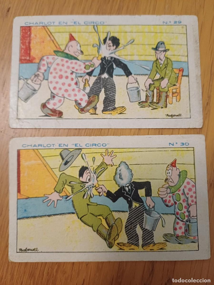 Coleccionismo cromos antiguos: 2 cromos antiguos Charlot en el circo, chocolates Comet, figueras