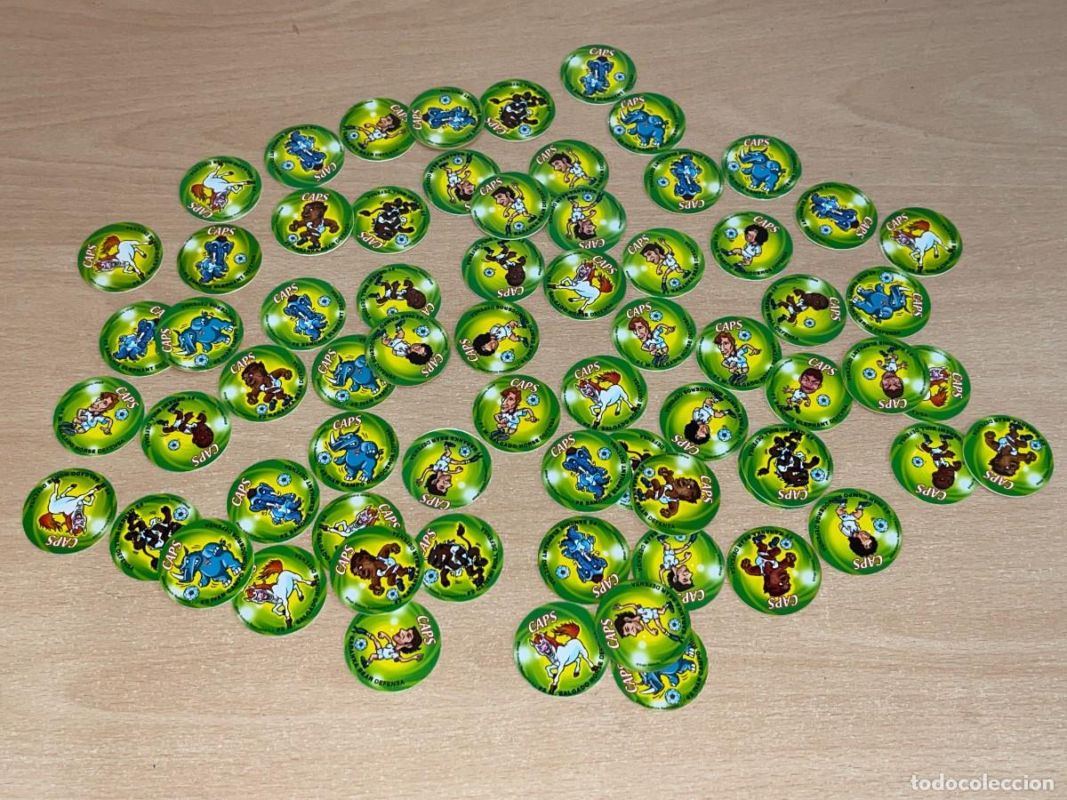 Coleccionismo cromos antiguos: REAL MADRID Lote 68 Tazos Caps verdes diario AS a&ntilde;o 2000 Tarjet Producto Oficial pogs RM RMCF
