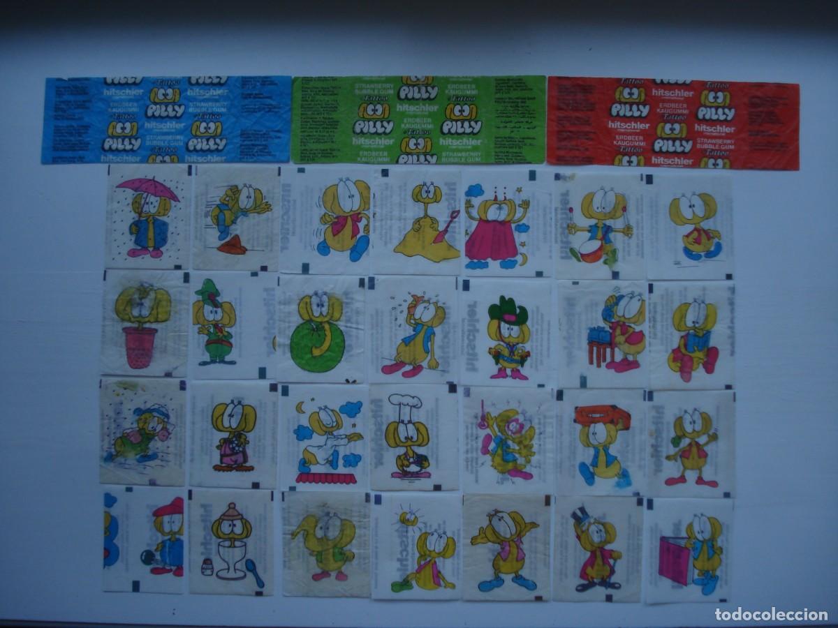 Coleccionismo cromos antiguos: 28 DIFERENTES CROMOS PILLY HITSCHLER TATUAJE + 3 ENVOLTORIOS CHICLES! KAUGUMMI BILDER TATTOO PILLY!