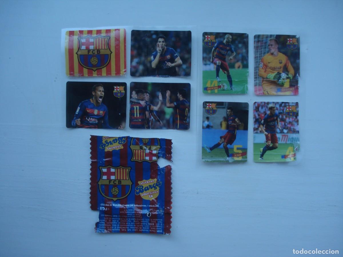 Coleccionismo cromos antiguos: 8 DIFERENTES PEGATINAS + ENVOLTORIO BARCA BARCELONA CROMOS CHICLES! WRAPPERS BUBBLE GUM!