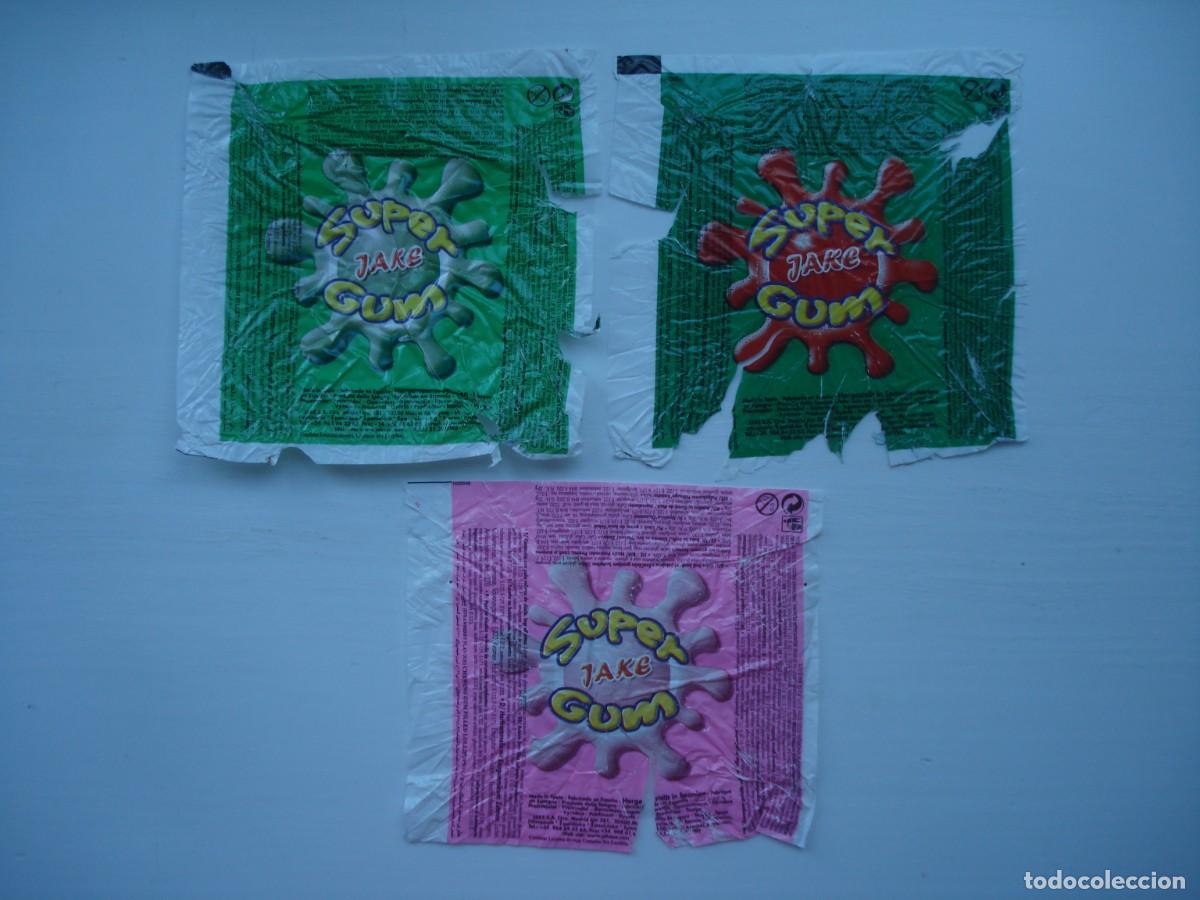 Coleccionismo cromos antiguos: 3 DIFERENTES ENVOLTORIOS SUPER GUM JAKE CROMOS CHICLES! KAUGUMMI BILDER WRAPPERS BUBBLE GUM!