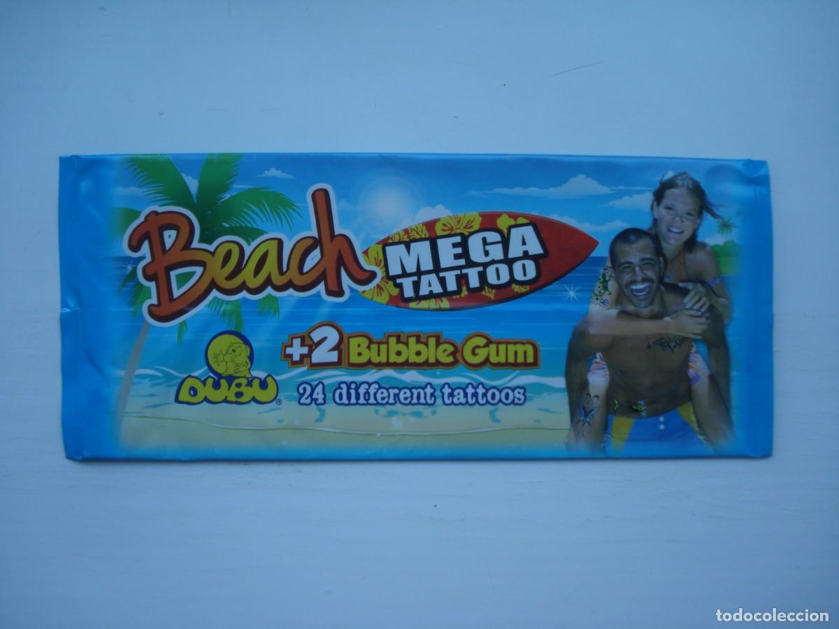Coleccionismo cromos antiguos: BEACH MEGA TATTOO DUBU ENVOLTORIO CROMOS CHICLES! WRAPPER KAUGUMMI BILDER BUBBLE GUM!