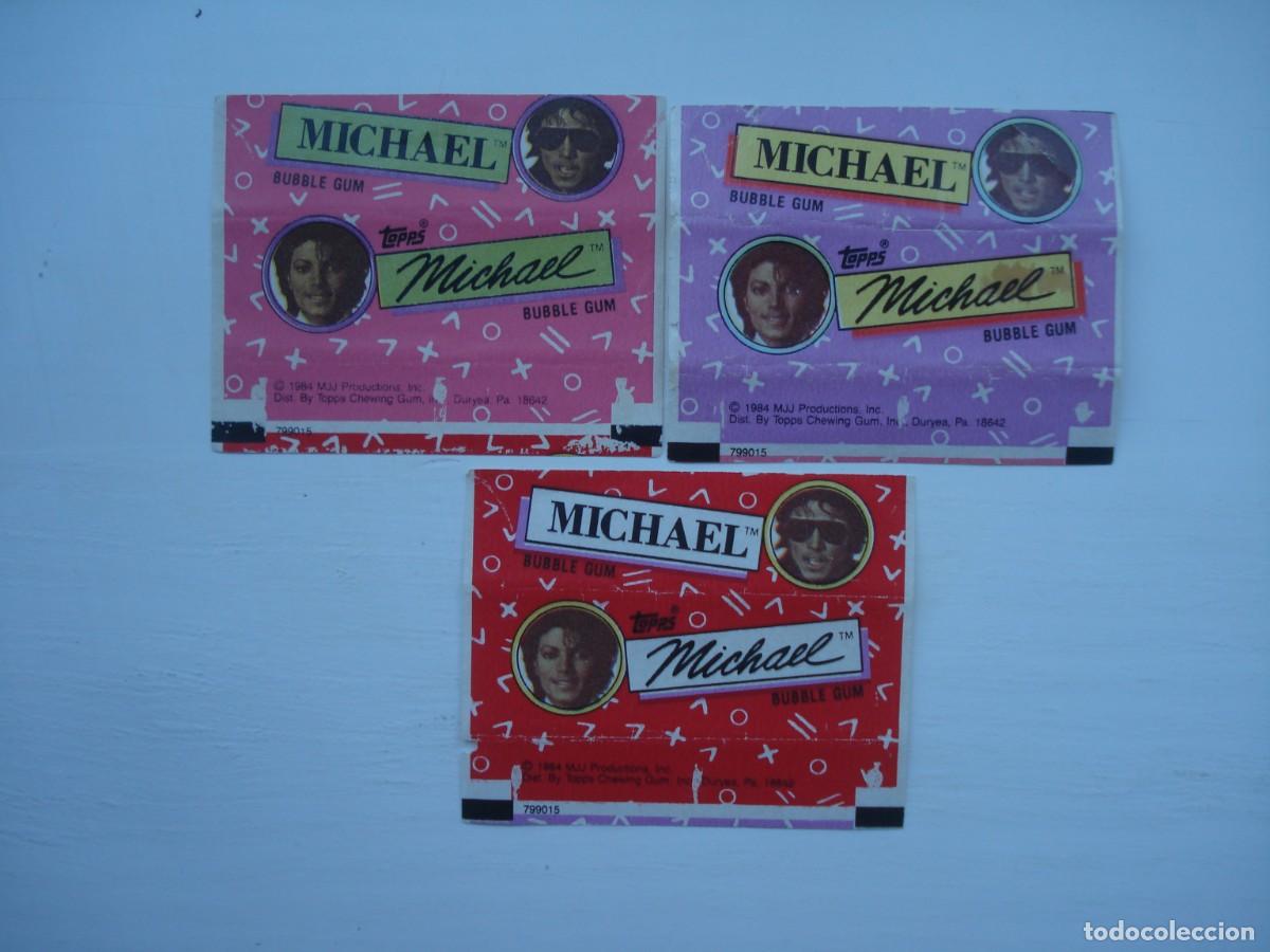 Coleccionismo cromos antiguos: 3 DIFERENTES ENVOLTORIOS MICHAEL JACKSON CROMOS CHICLES! KAUGUMMI BILDER WRAPPERS BUBBLE GUM!