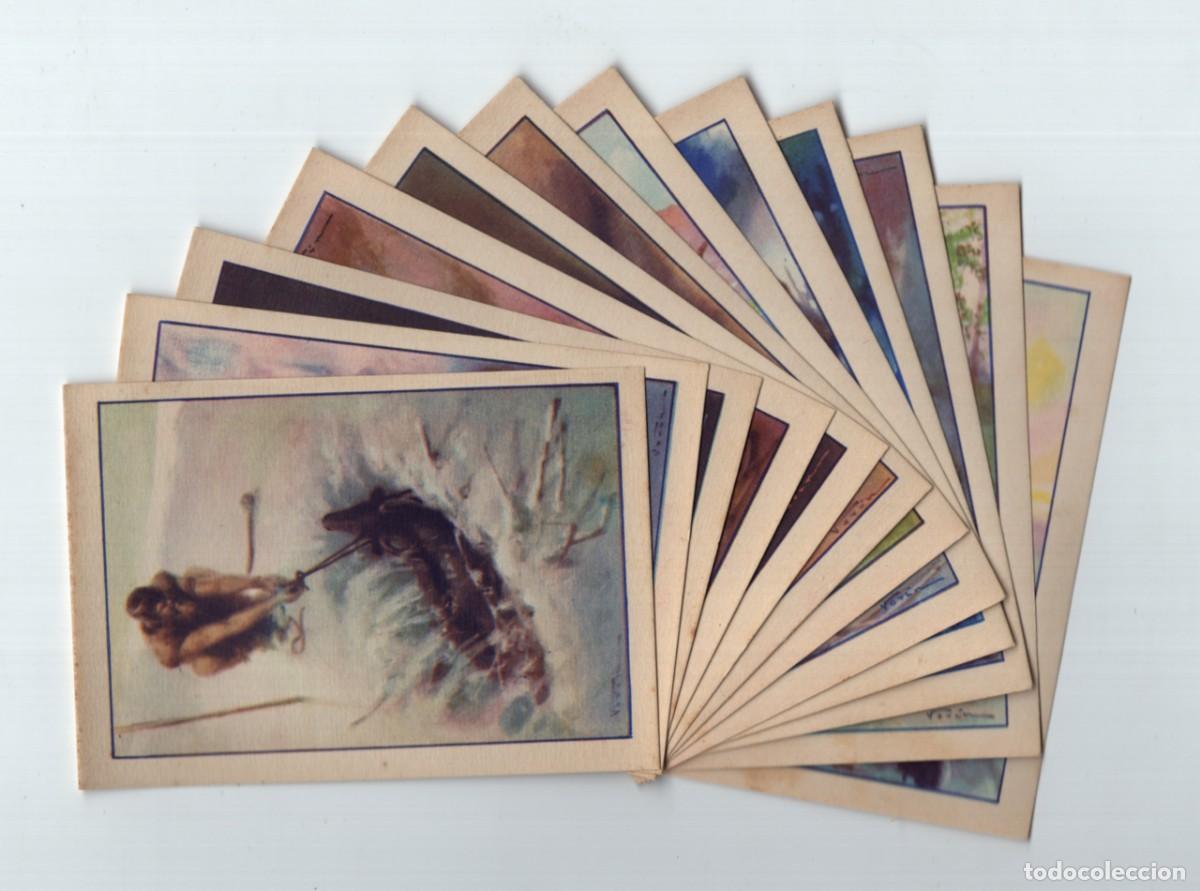 Coleccionismo cromos antiguos: Historia del Progreso Humano, Serie II (N&ordm; 1 al N&ordm; 12) completa. Editorial Juan Bargu&ntilde;&oacute;, a&ntilde;os 50