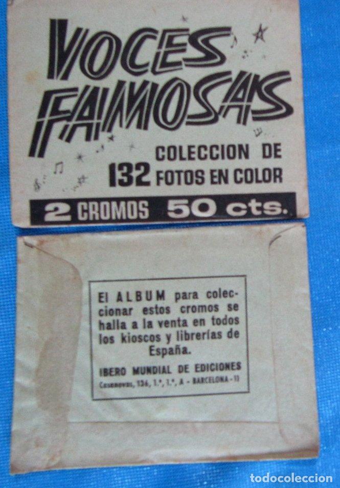 Sammeln alte Sammelbilder: SOBRE DE CROMOS SIN ABRIR. VOCES FAMOSAS. IBERO MUNDIAL DE EDICIONES.