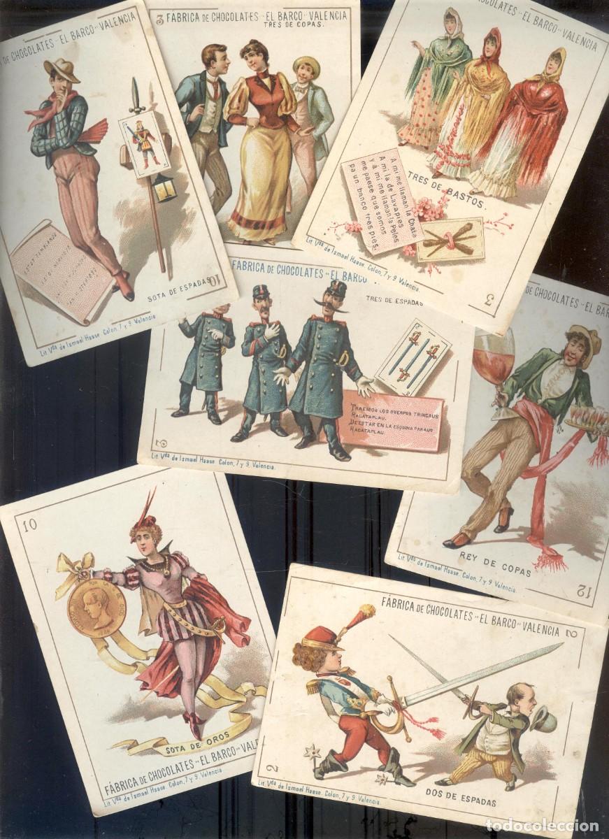 Coleccionismo cromos antiguos: NUMULITE R1 Lote 7 cromos F&aacute;brica de Chocolates el Barco Hijos de Jos&eacute; G&oacute;mez Valencia Naipes
