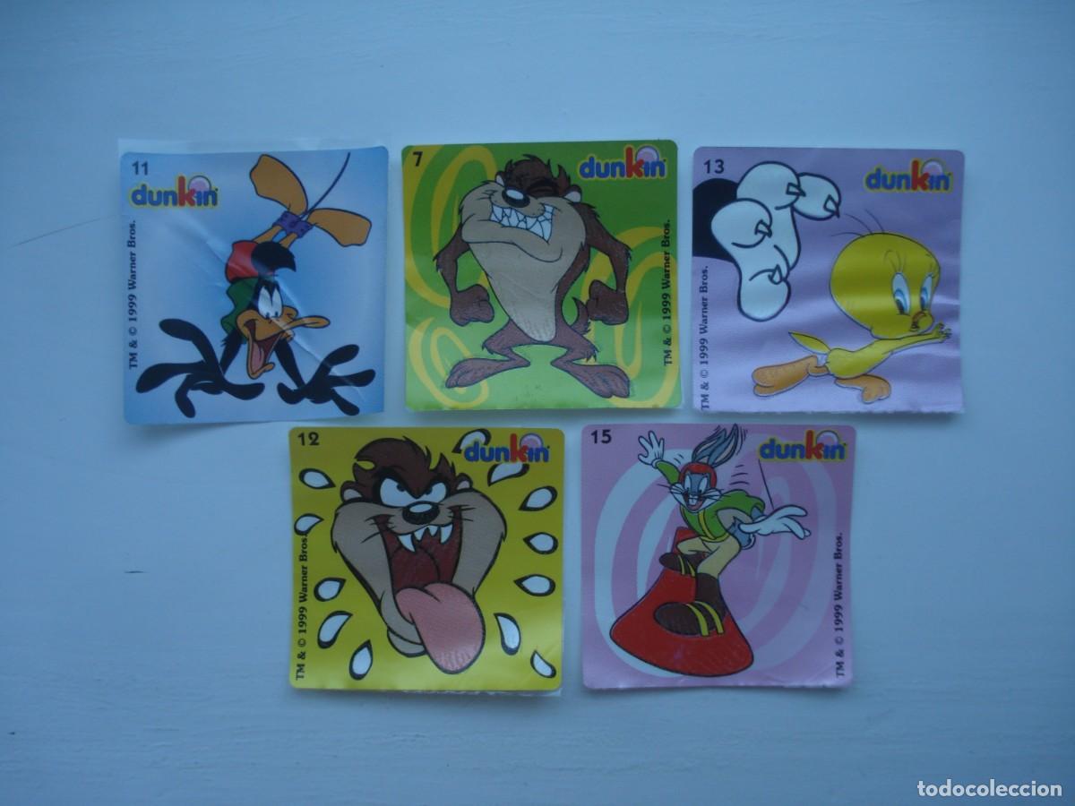 Coleccionismo cromos antiguos: 5 DIFERENTES PEGATINAS LOONEY TUNES DUNKIN CROMOS CHICLES! BUBBLE GUM!