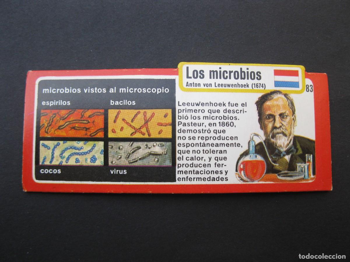 Coleccionismo cromos antiguos: LOS INVENTOS - CROMO - TARJETA N&ordm; 83 - LOS MICROBIOS - BIMBO.