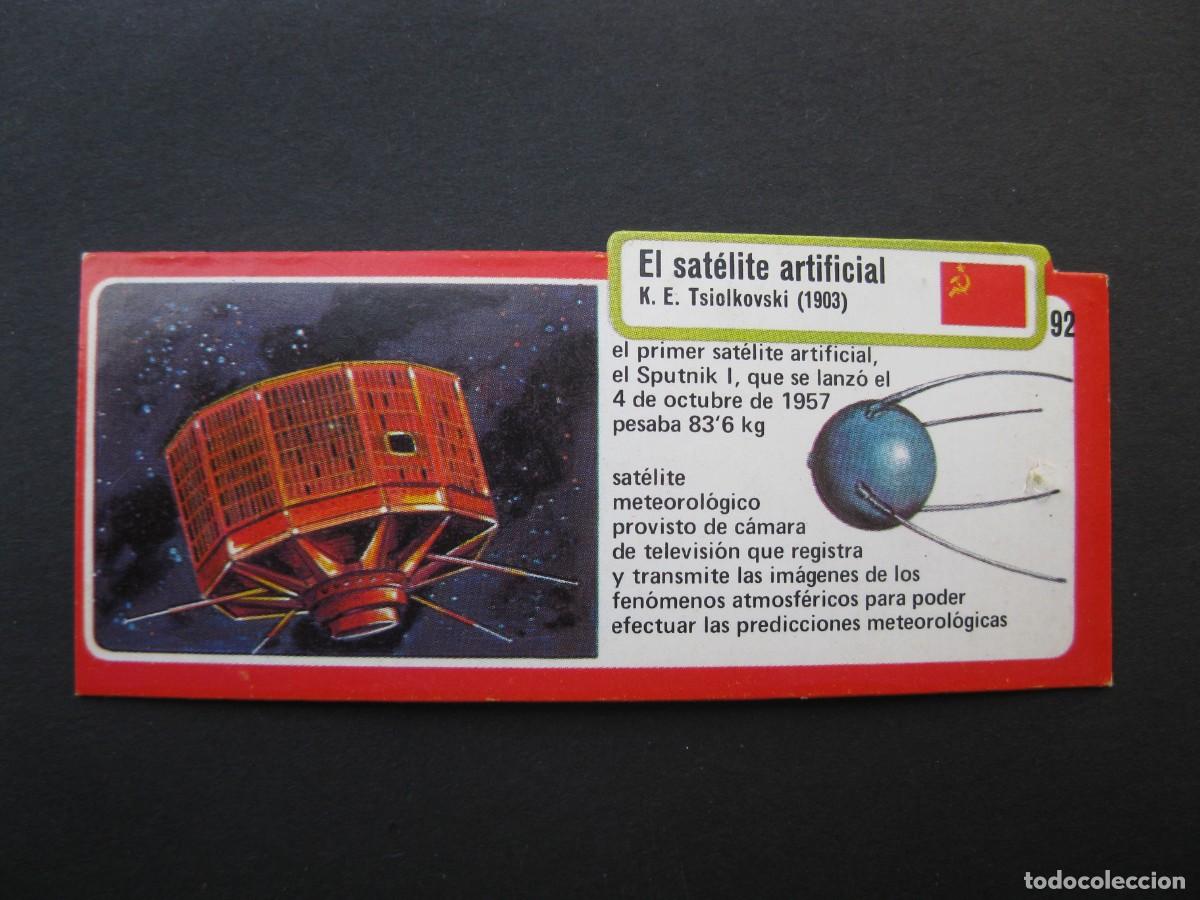 Coleccionismo cromos antiguos: LOS INVENTOS - CROMO - TARJETA N&ordm; 92 - EL SAT&Eacute;LITE ARTIFICIAL - BIMBO.