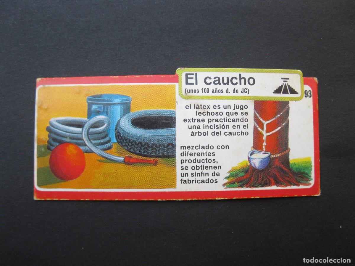 Coleccionismo cromos antiguos: LOS INVENTOS - CROMO - TARJETA N&ordm; 93 - EL CAUCHO - BIMBO.