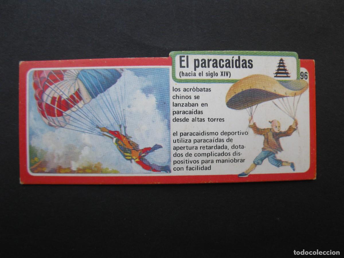 Coleccionismo cromos antiguos: LOS INVENTOS - CROMO - TARJETA N&ordm; 96 - EL PARACAIDAS - BIMBO.