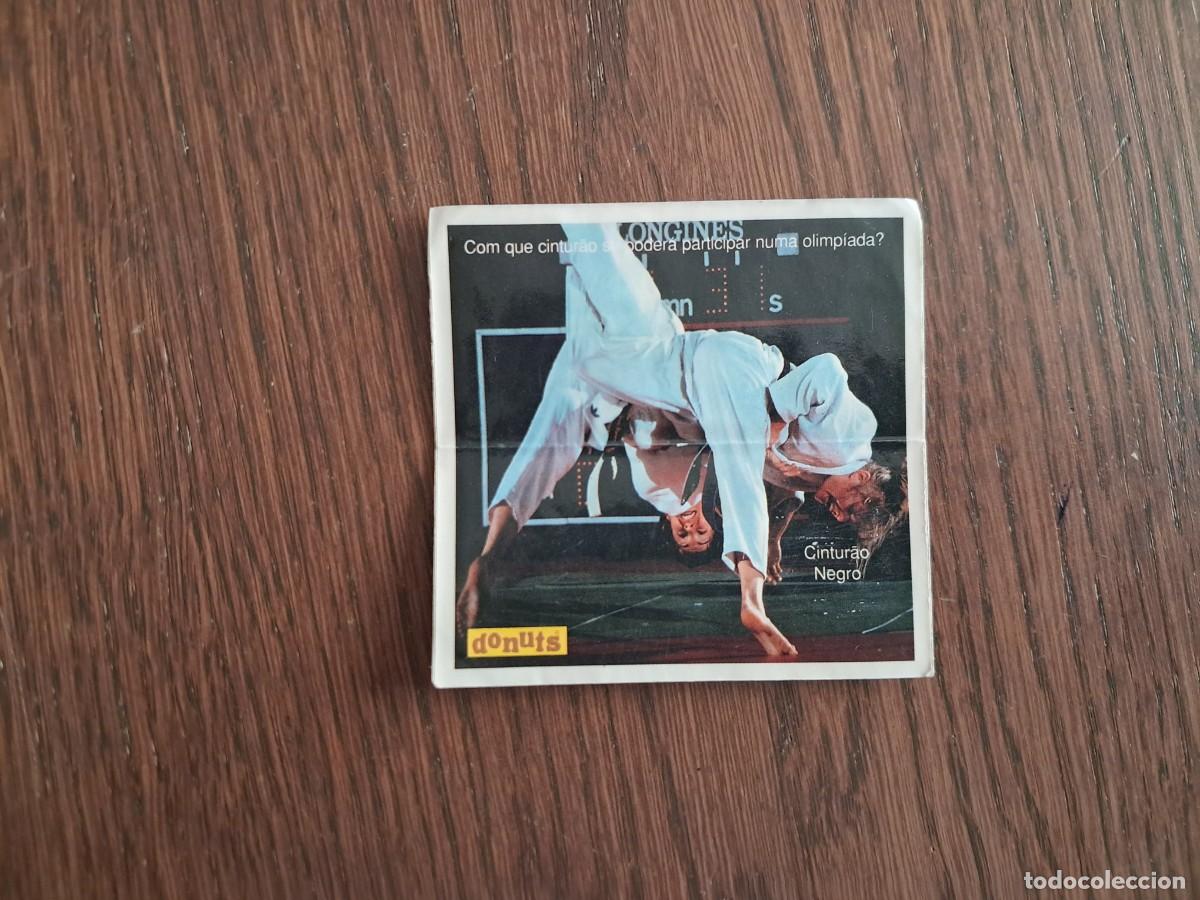 Coleccionismo cromos antiguos: cromo adhesivo de donuts, Portugal, artes marciales, judo, cinturao negro, olimpiada.