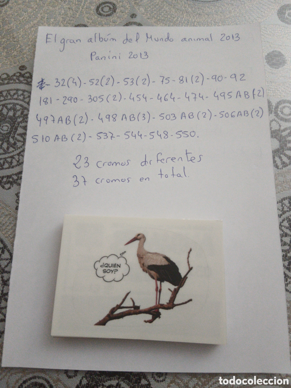 Coleccionismo cromos antiguos: El gran album del mundo animal 2013.