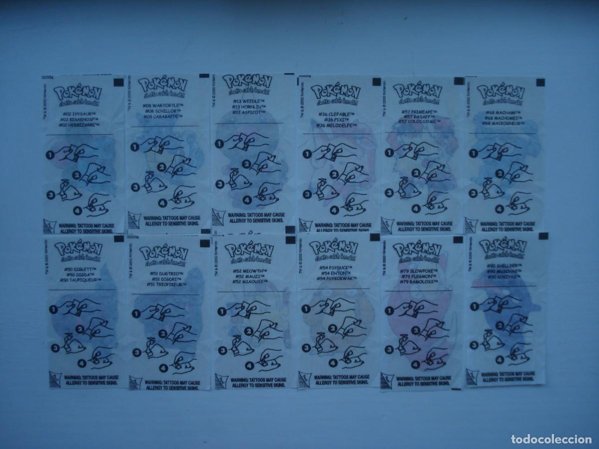 Coleccionismo cromos antiguos: 12 DIFERENTES TATTOOS POKEMON CROMOS CHICLES! KAUGUMMI BILDER WRAPPERS BUBBLE GUM!